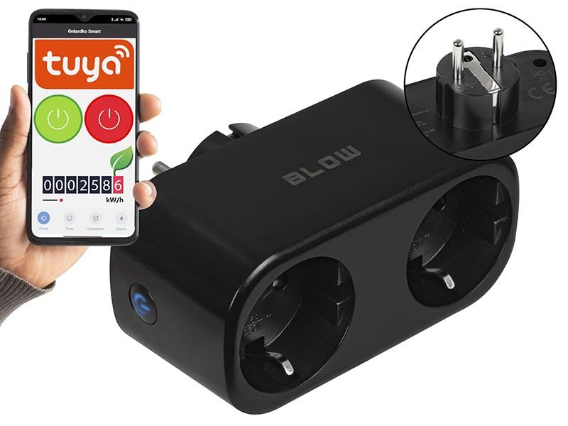 Tomada Dupla Inteligente Wi - Fi TUYA 3600W (Preto) - BLOW
