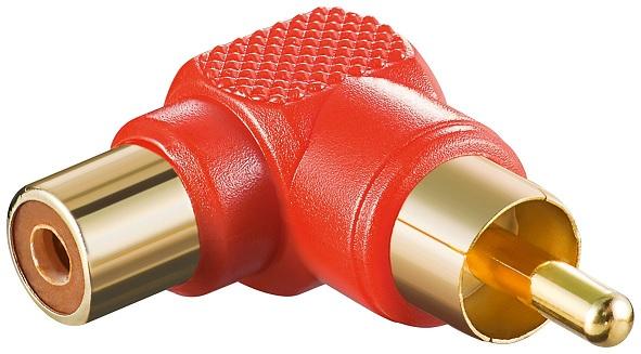 Ficha Adaptadora 90º RCA Macho - RCA Femea (Vermelho)