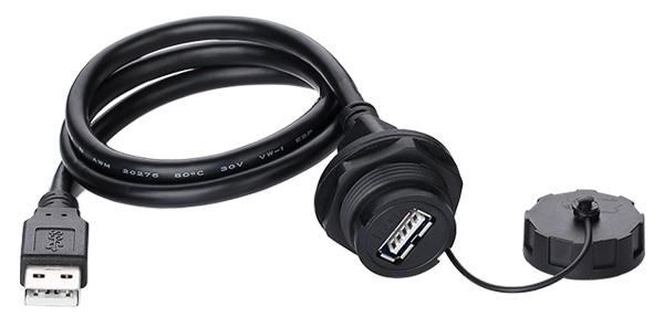 Cabo USB 2.0 c/ Tomada Macho » Fêmea IP65 (1 metro)