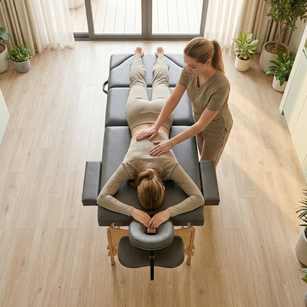 Marquesa de Massagem Dobrável Portátil com Altura Ajustável Apoio de Cabeça Apoios de Braço Acolchoados 215x60x64 - 89 cm Cinza