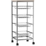 Carrinho de cozinha com rodinhas 5 níveis de carga 20kg 36,5x36,5x89 cm