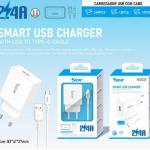 Carregador USB c/ Cabo Type-C 2.4A/1M