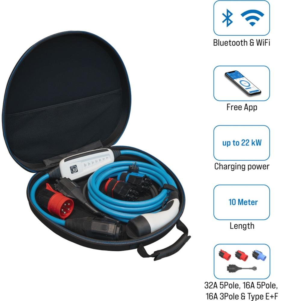 Cabo de Carregamento Optimal Set 22 kW c/ Adaptadores (10 mts) - NRGKICK