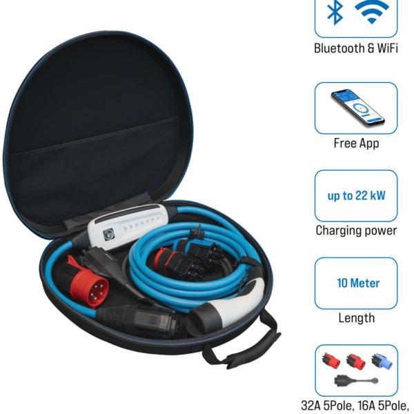Cabo de Carregamento Optimal Set 22 kW c/ Adaptadores (10 mts) - NRGKICK