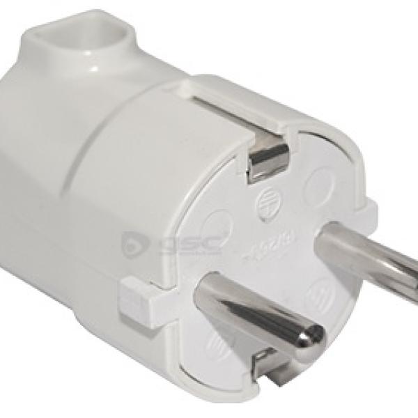 Ficha Alimentação Macho T/ Shuck ABS Lateral 16A 250V (Branco) - GSC