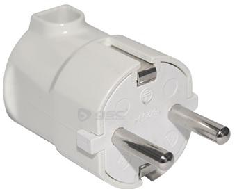 Ficha Alimentação Macho T/ Shuck ABS Lateral 16A 250V (Branco) - GSC