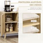 Aparador de Sala de Estar com Porta de Vime e 2 Prateleiras de Armazenamento para Sala de Estar 80x39x70cm Madeira