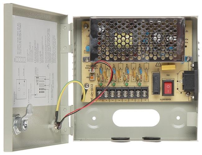 Caixa Segurança / Fonte Alimentação Comutada 12VDC 40W 3,3A (4 Saídas)