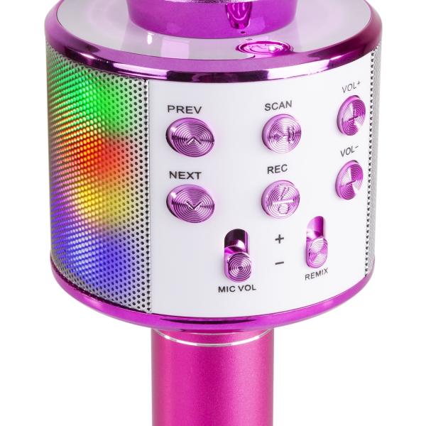 Microfone KMI5G Bluetooth c/ Altifalante e LEDs (Rosa) - MAX