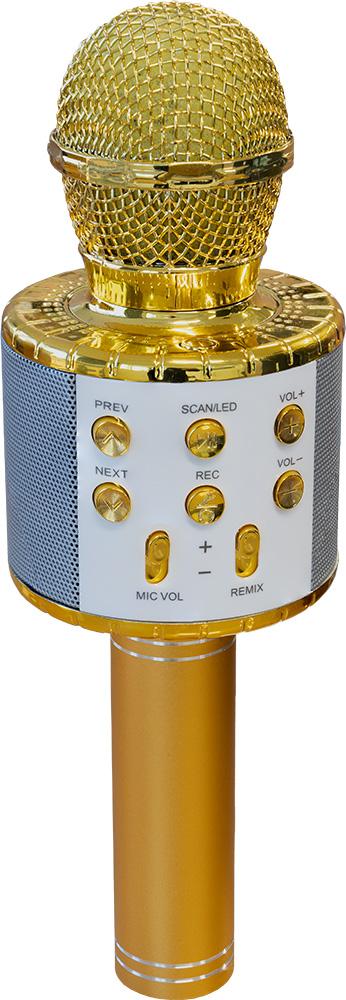 Microfone KMI5G Bluetooth c/ Altifalante e LEDs (Dourado) - MAX