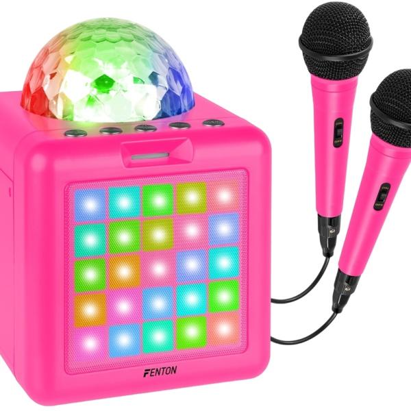 Coluna Karaoke Bluetooth c/ Luzes LED e 2 Microfones (KAR15P) - FENTON