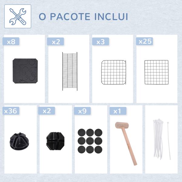 Recinto para Animais de Estimação de 3 Níveis com Rampas e Desenho Personalizável 70x70x105 cm Preto