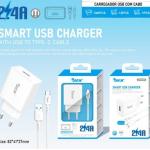 Carregador USB 2.4A + Cabo USB para Type-C