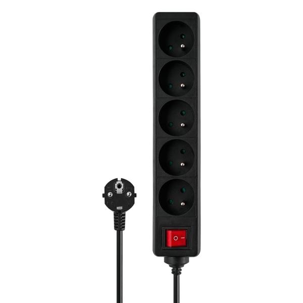 5-OUTLET POWER STRIP 3M BLACK SAVIO LZ-01