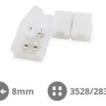 Conector União 90º em Forma de L 8mm (SMD3528/2835) p/ Fita de LEDs - GSC