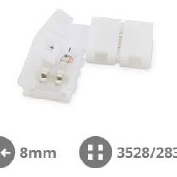 Conector União 90º em Forma de L 8mm (SMD3528/2835) p/ Fita de LEDs - GSC