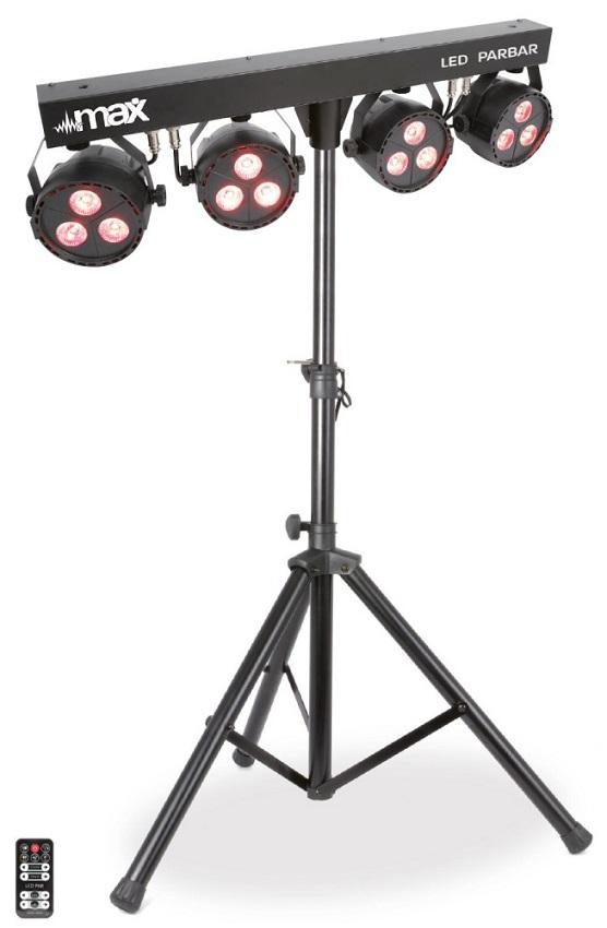 Barra LEDs Portátil c/ 4 Projectores LED 3x 4 - EM - 1 RGBW + Tripé - MAX