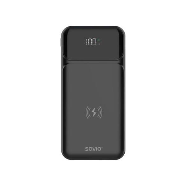 POWERBANK SAVIO BA-09 10000MAH QI CHARGING BLACK