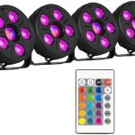 Pack 4x Projector 3 - EM - 1 LED PAR Comet M06 Party 6x LED´s RGB c/ Comando - FUZZIX