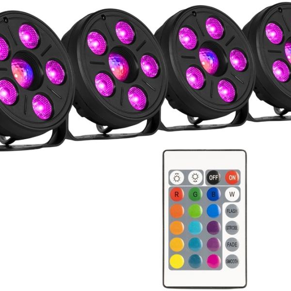 Pack 4x Projector 3 - EM - 1 LED PAR Comet M06 Party 6x LED´s RGB c/ Comando - FUZZIX