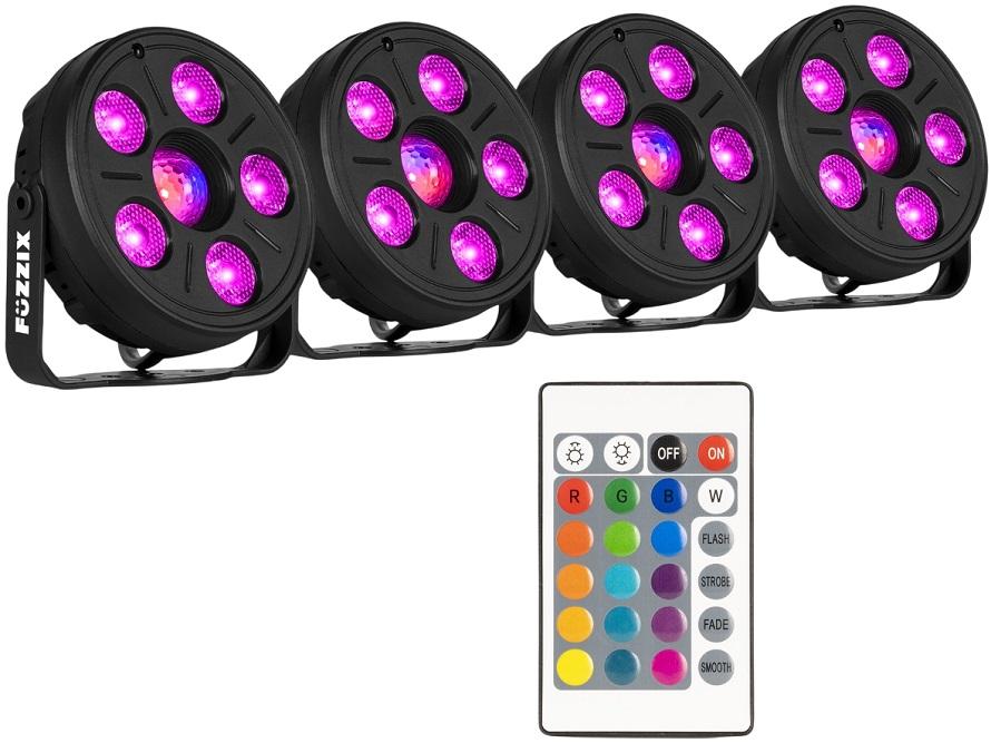 Pack 4x Projector 3 - EM - 1 LED PAR Comet M06 Party 6x LED´s RGB c/ Comando - FUZZIX