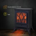 Lareira Elétrica Portátil Lareira Elétrica com Efeito de Chama Realista Potência 1000W/2000W 45x28,5x54cm Preto