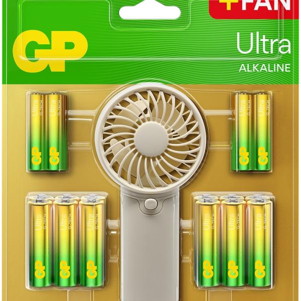 Pack 12x Pilhas Alcalinas LR03 AAA + 12x Pilhas Alcalinas LR06 AA c/ Oferta Ventoinha de Mão - GP