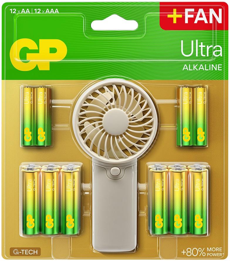 Pack 12x Pilhas Alcalinas LR03 AAA + 12x Pilhas Alcalinas LR06 AA c/ Oferta Ventoinha de Mão - GP