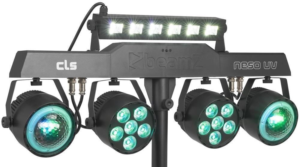 Barra Portátil 4 - EM - 1 CLS Party Bar c/ 2 Jelly Moon + 2 Focos + UV/Estroboscópio (NesoUV) - beamZ