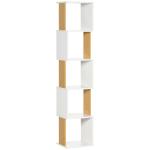 Estante de Livros em Forma de S Estante com 5 Prateleiras Abertas para Sala de Estar Escritório Anti - Tombo 33x28x161cm Branco