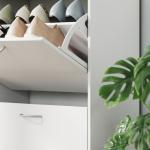 Sapateira Moderna com 4 Gavetas Abatíveis e Prateleiras Ajustáveis para 16 - 24 Pares de Sapatos 120x24x81 cm Branco