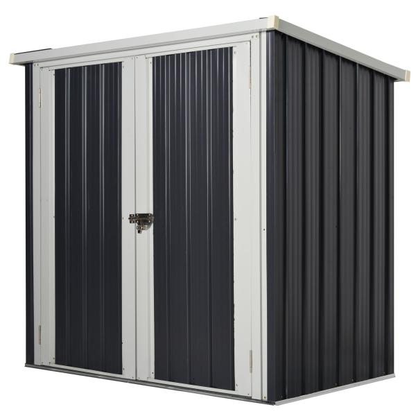 Abrigo de Jardim 1,26 m² de Aço Galvanizado com 2 Portas para Armazenamento de Ferramentas 147x86x134 cm Preto