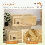 Gaiola para Hamster de Madeira Casa para Roedores com Tampa Abatível Painel de Acrílico Bandeja Amovível 100x58x38cm Madeira