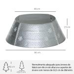 Saia para Árvore de Natal em Metal Impermeável, Decoração para Festas e Casa, 66x66x23 cm, Prateado