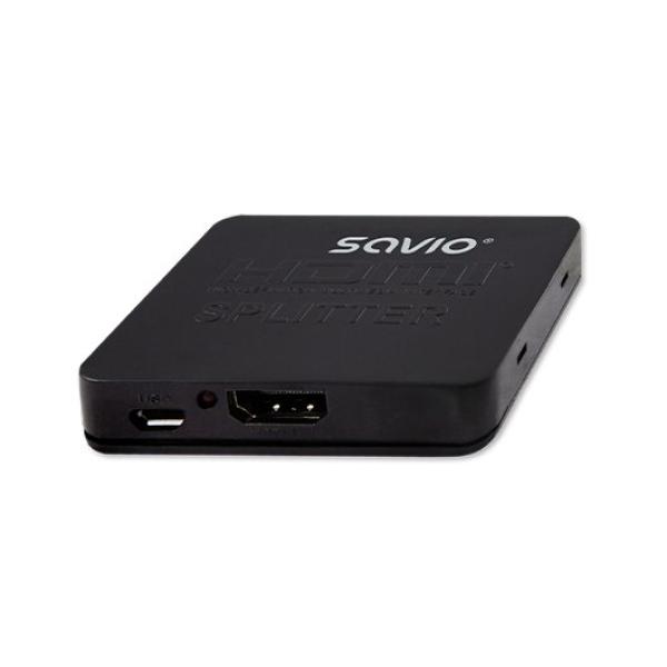 SPLITTER 1X2 HDMI 4K 3D SAVIO CL - 93 NEGRO