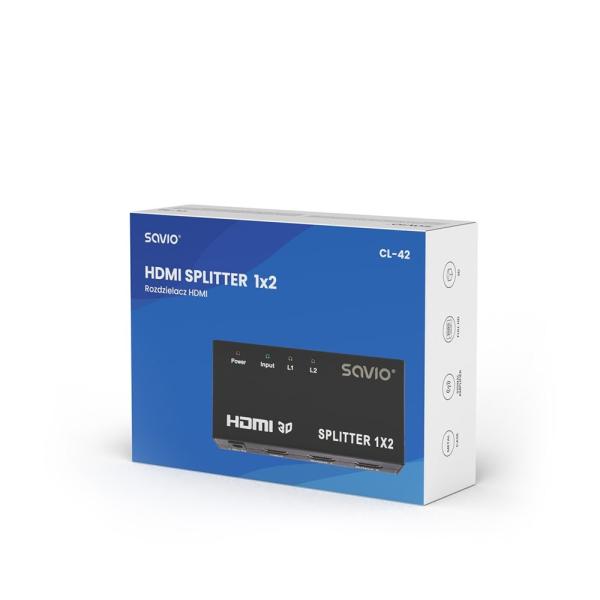 SPLITTER 1X2 HDMI FULL HD 3D SAVIO CL - 42 NEGRO