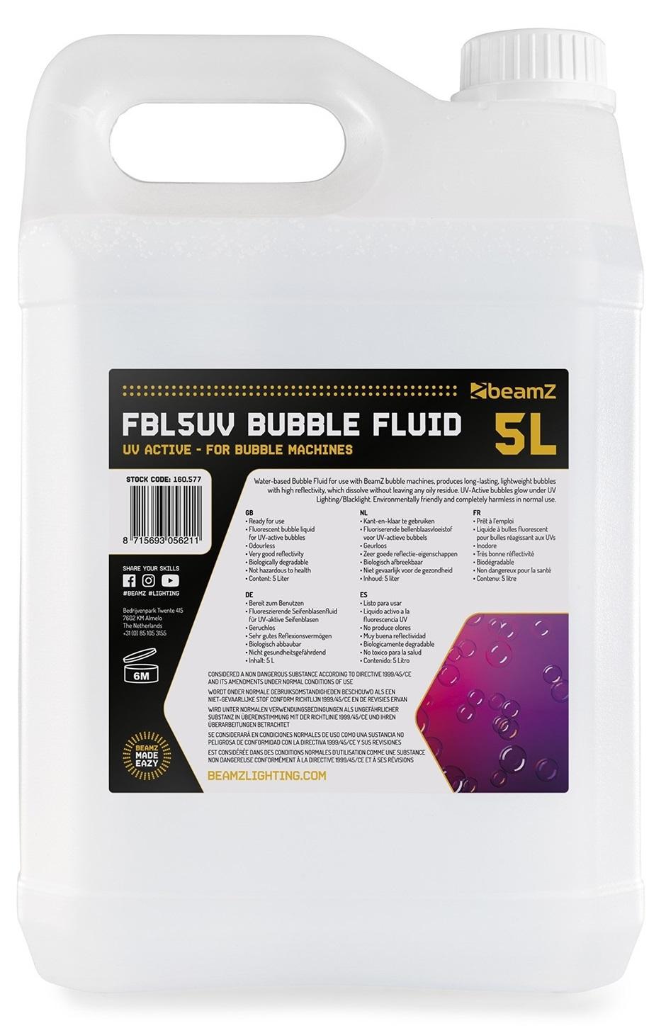 Liquido Efeito UV (Ultravioleta) p/ Máquinas de Bolhas (5 Litros) - beamZ