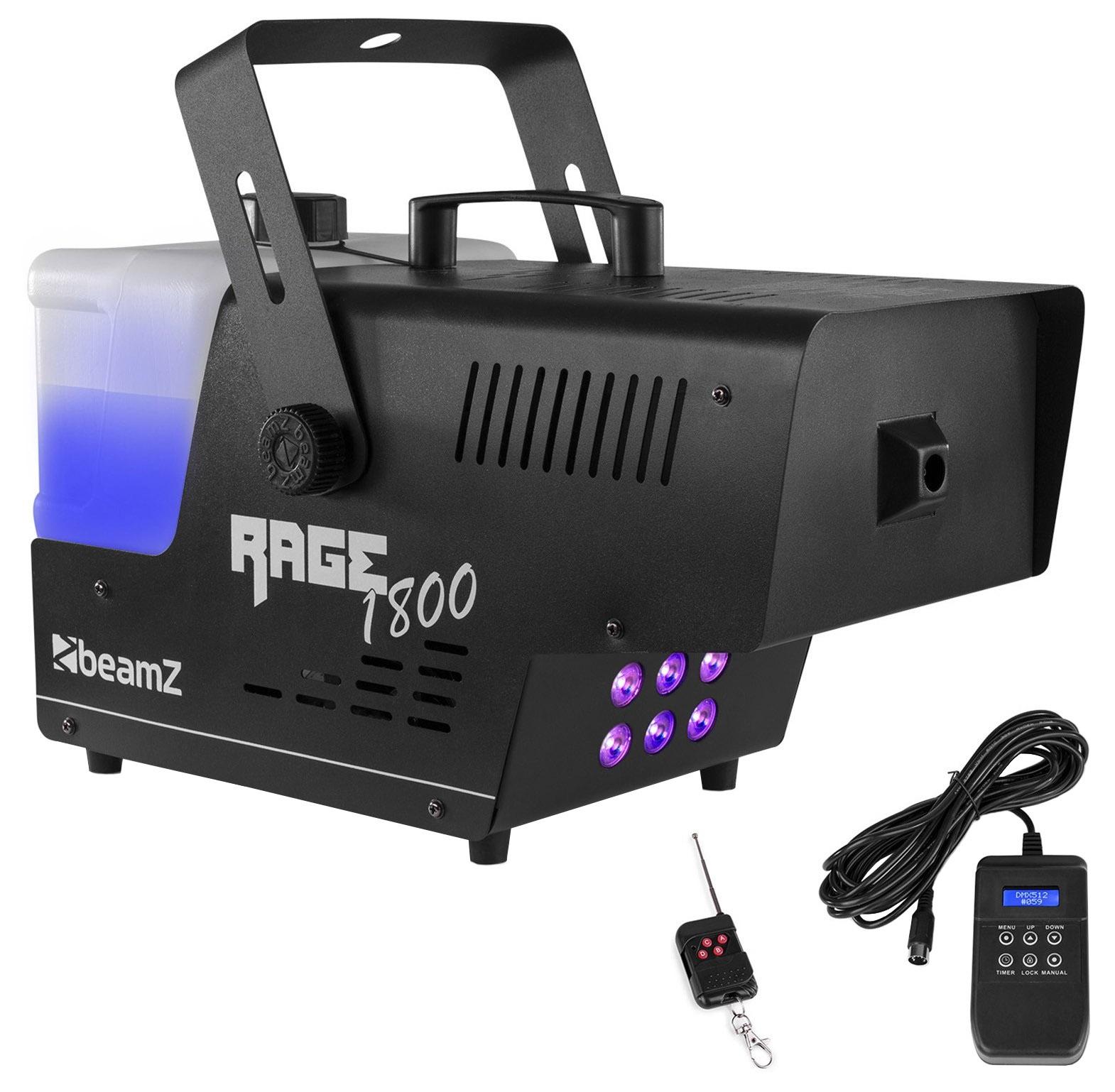Máquina de Fumos 1800W DMX c/ 6 LEDs RGBW e Controlador Temporizado (RAGE 1800LED) - beamZ