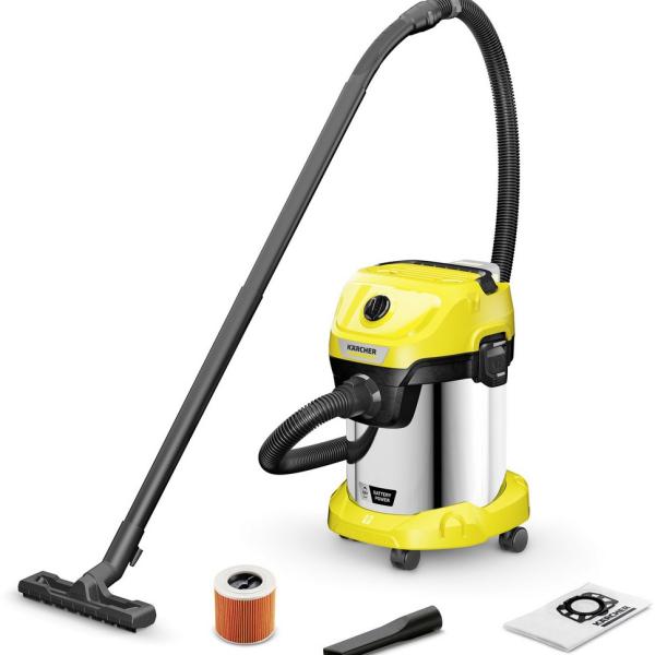 Aspirador de Pó/Líquidos s/ Fios WD 3 - 18 S 17L 270W (Amarelo/Preto) - KARCHER