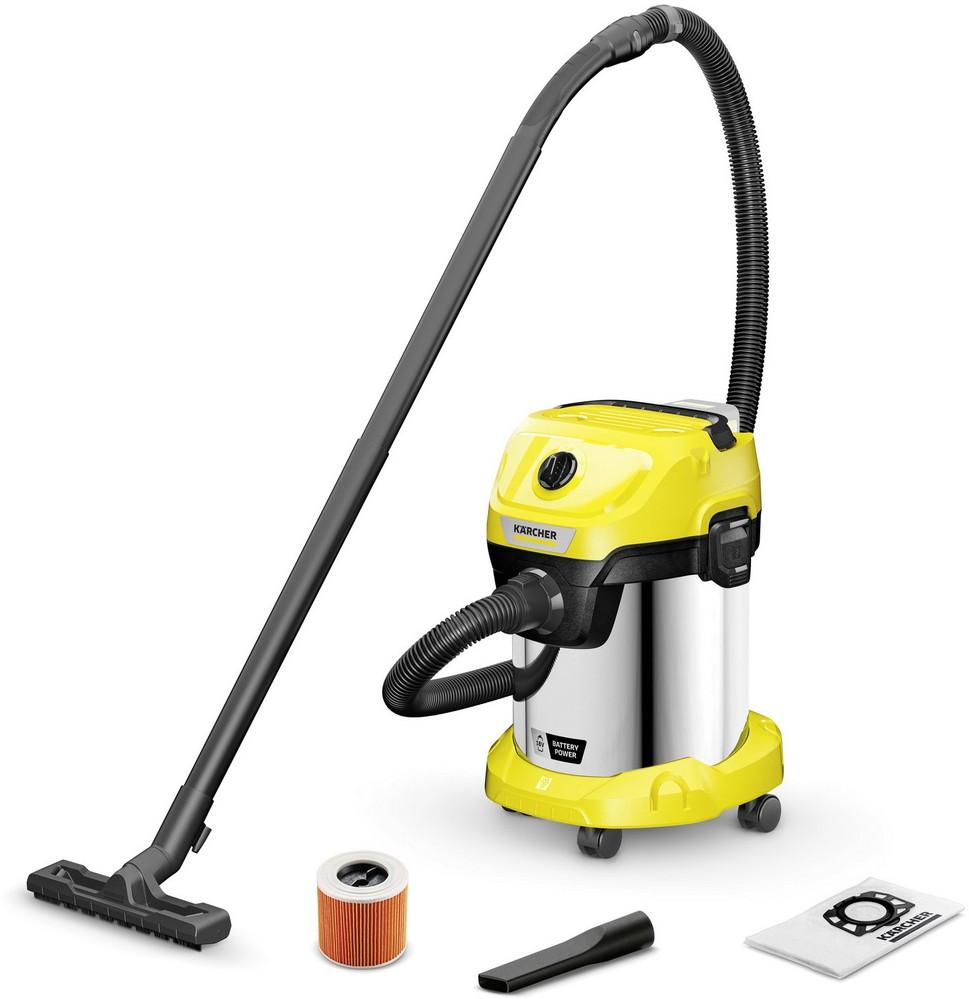 Aspirador de Pó/Líquidos s/ Fios WD 3 - 18 S 17L 270W (Amarelo/Preto) - KARCHER