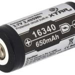 Pilha Recarregável Li - Ion ICR16340 (CR123) 1/2A 3,7V 650mAh - XTAR