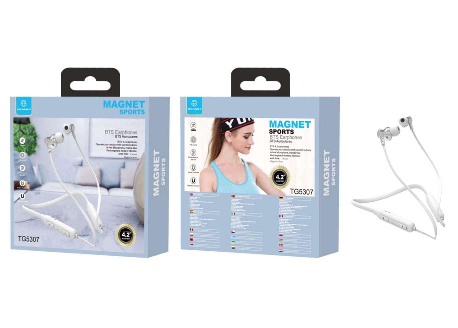 Auriculares Bluetooth Desportivo Branco