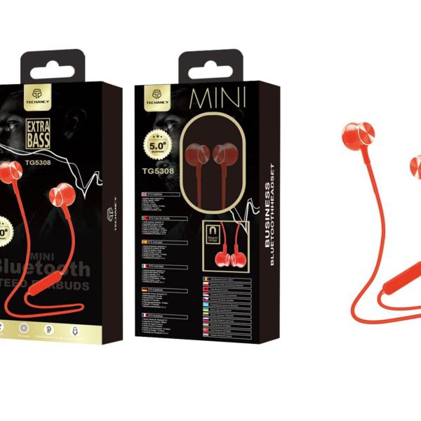 Auriculares Bluetooth Desportivo Vermelha