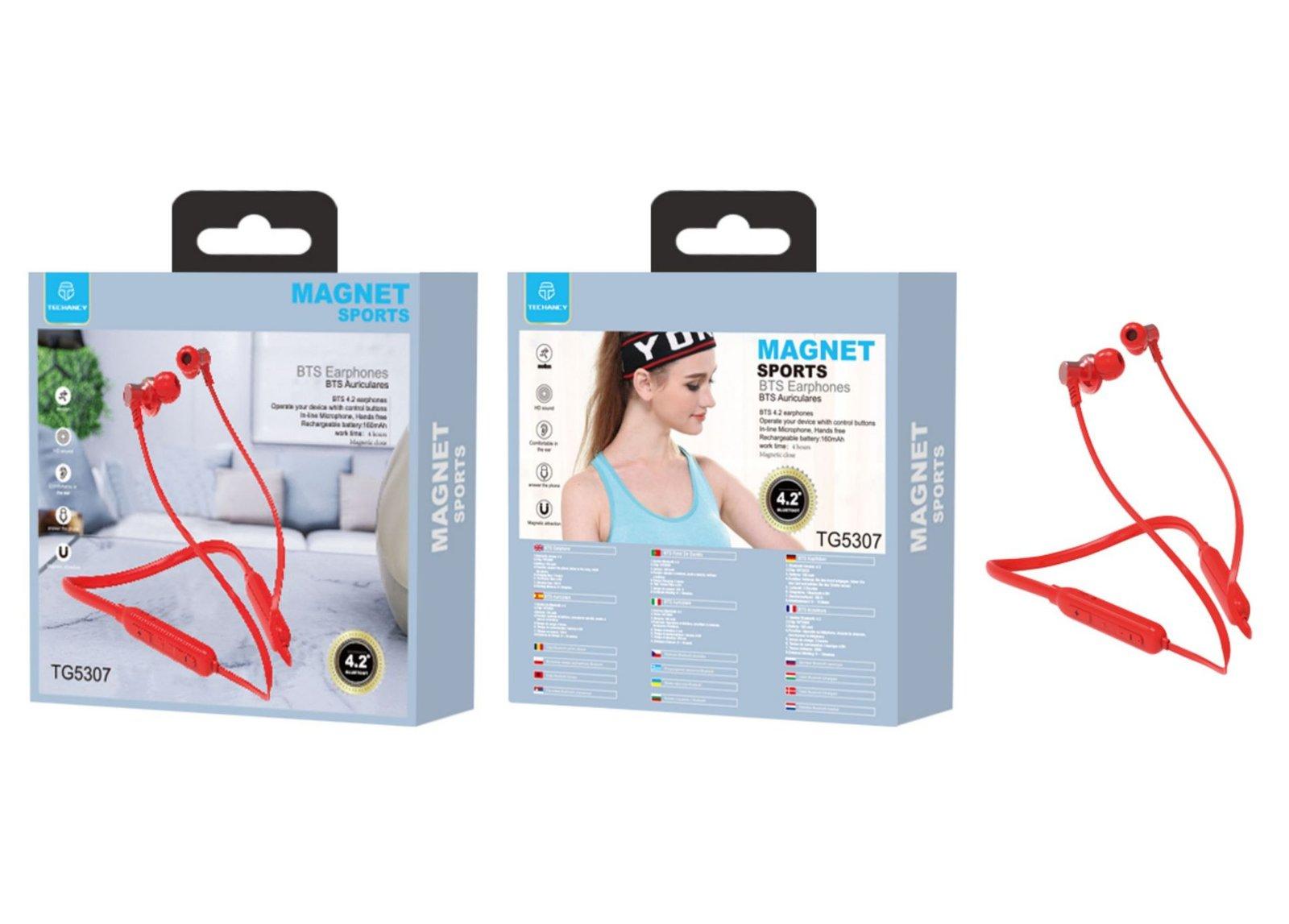 Auriculares Bluetooth Desportivo Vermelha