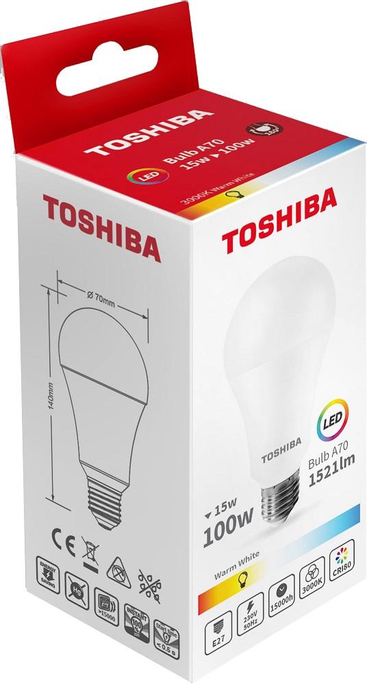 Lâmpada LED A70 E27 15W 3000K - TOSHIBA