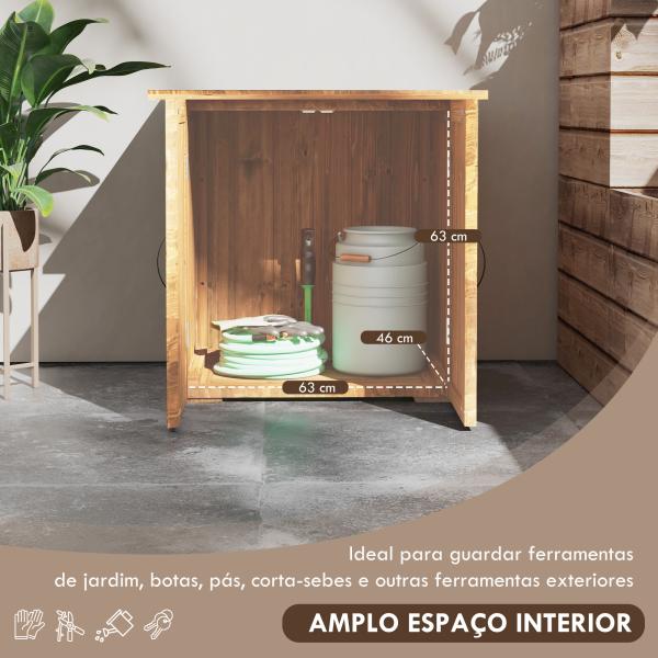 Armário de Jardim Abrigo de Madeira para Exterior com 2 Portas Magnéticas Abrigo para Ferramentas 77x55x72 cm Marrom