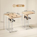 Mesa Auxiliar com Estação de Carga com Tampo Dobrável e Pés Ajustáveis 39x29x57 cm Branco e Madeira