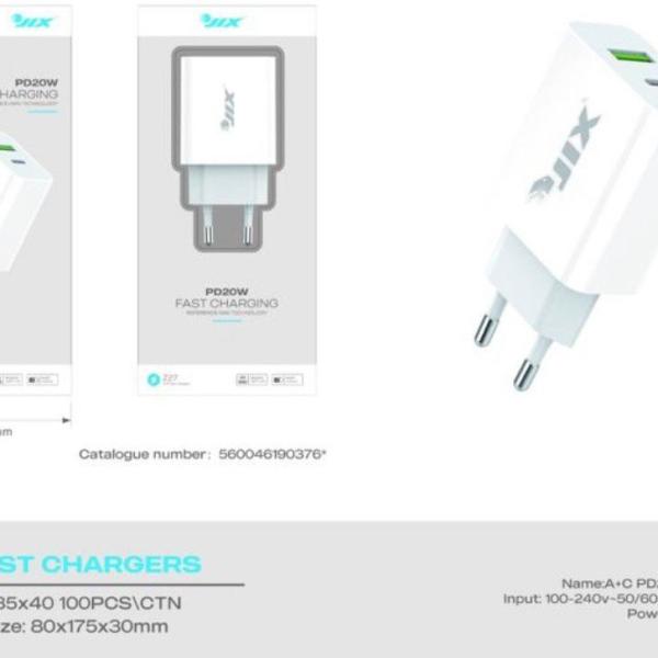 CARREGADOR PD20W + USB (Branco)