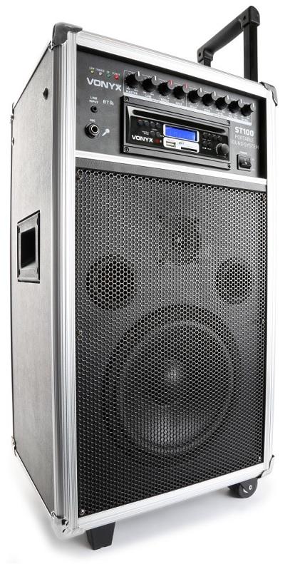Coluna Amplificada Portátil 8 250W CD/MP3/USB/SD/2xUHF/BLUETOOTH (ST100 MK2) - VONYX