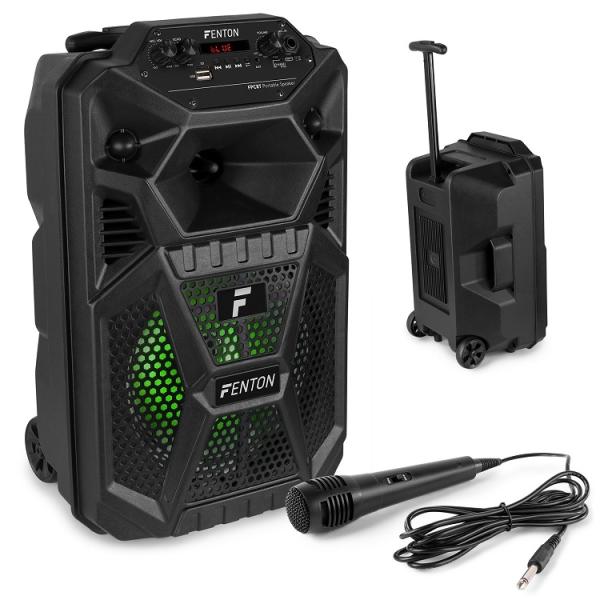 Coluna Amp. Portátil 8 50W c/ Leitor MP3/USB/SD/BLUETOOTH + Microfone/Trolley (FPC8T) - FENTON